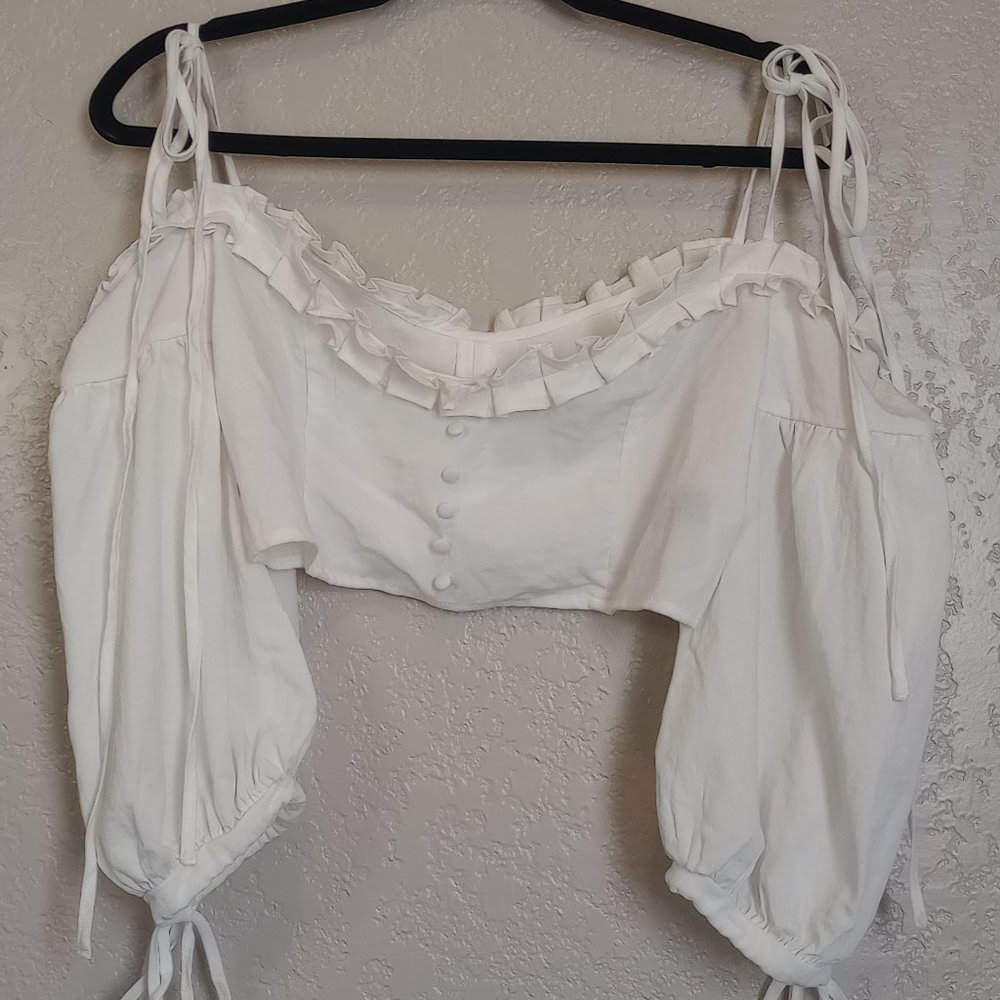 Shein Women's Size L White Off-The-Shoulder Crop Top